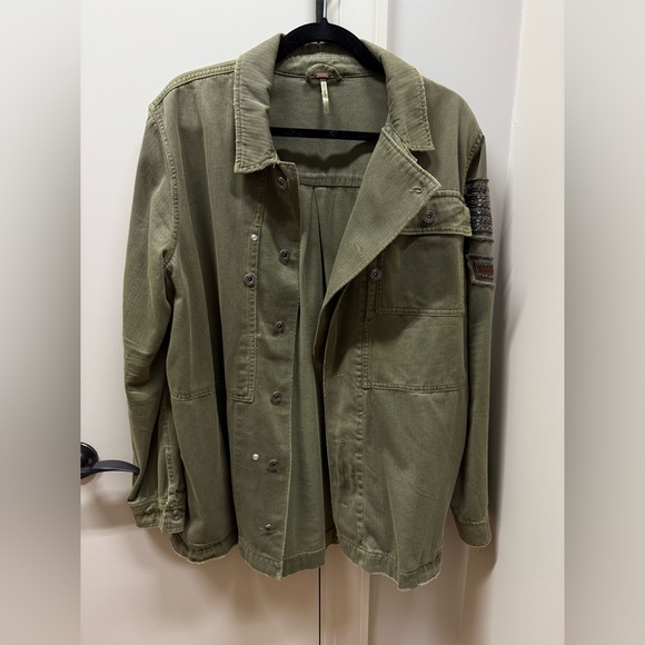 Free People Army Shirt Jacket // Size Large - Picture 1 of 6